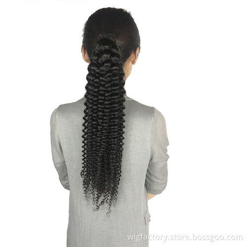natural color kinky curly hair mongolian ponytail, vigin brazilian hair extension,the best selling curly ponytail
